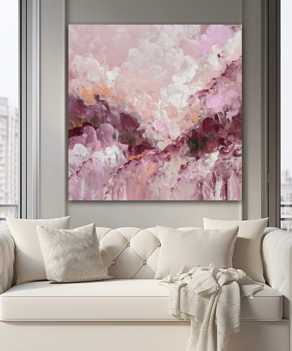 Abstract Acrylic Painting By Ivana Gigovic, 39 X 39, Velvet Skies, Original Artwork