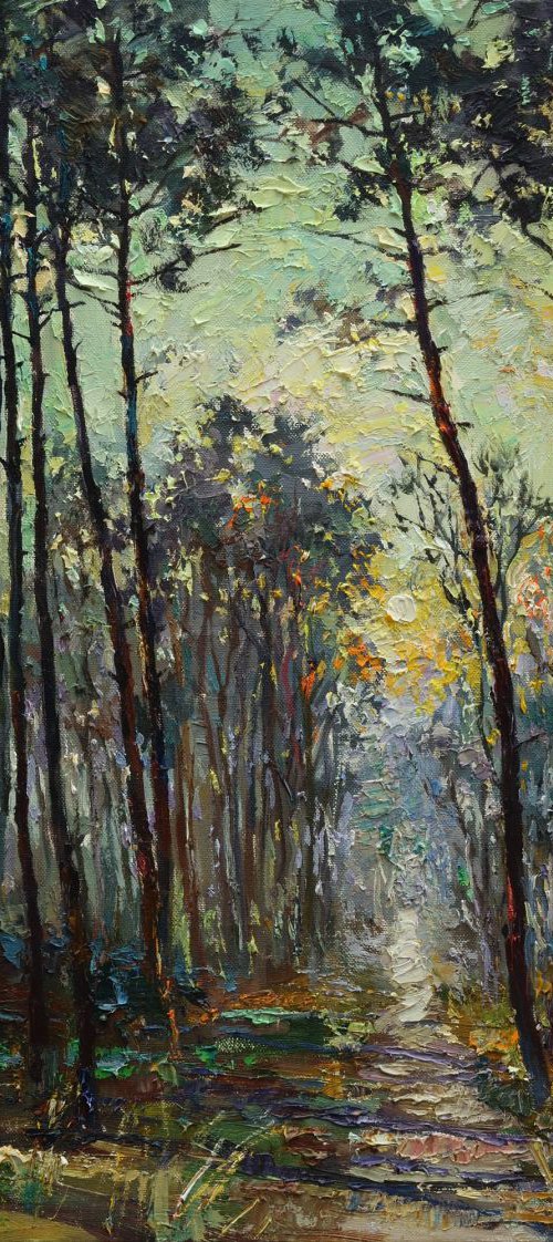 Morning Forest Landscape painting 80x75 cm by Anastasiia Valiulina