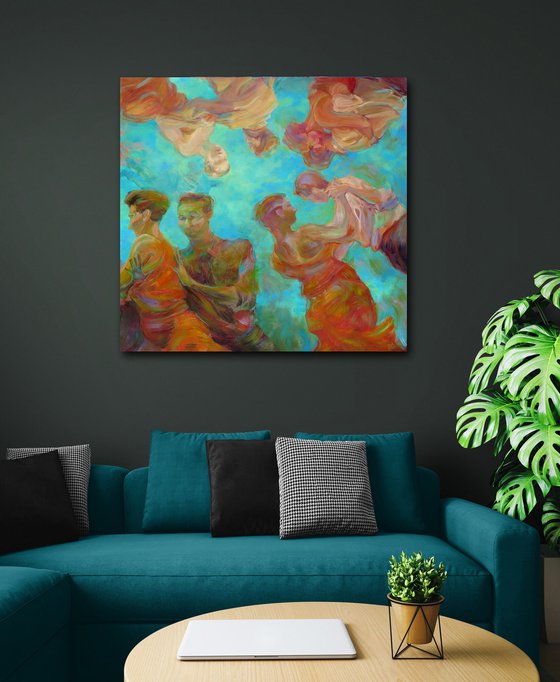 Tango in Turquoise 120x120cm