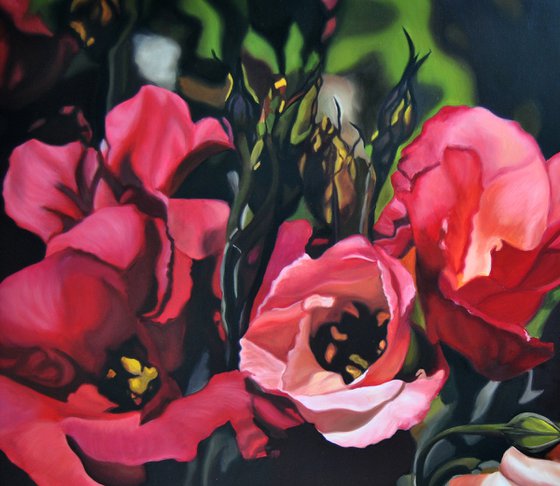 Roses  painting, Eustoma