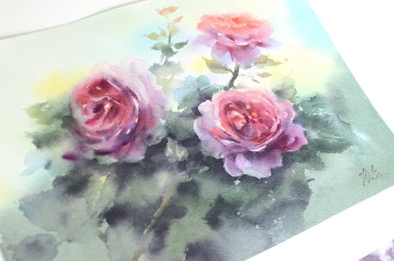 A branch of red roses