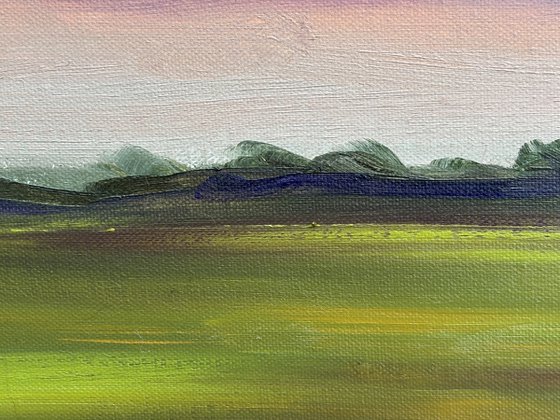 Sunset before storm. Plein air