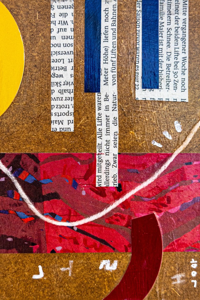 Abstract Acrylic Painting By Hyunah Kim, 4 X 6, Mixed Media Collage - Ga-2, Original Artwork