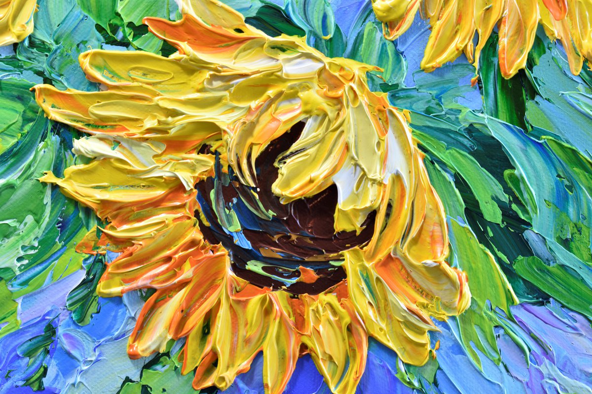 Sunflower Trio Acrylic painting by Olga Tkachyk | Artfinder