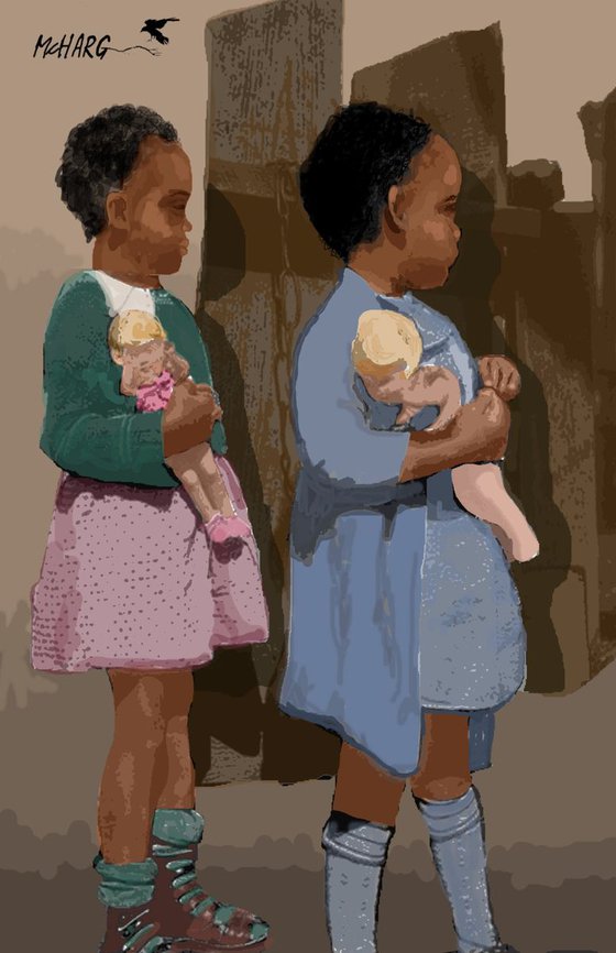 WHITE DOLLS  22" x 34"