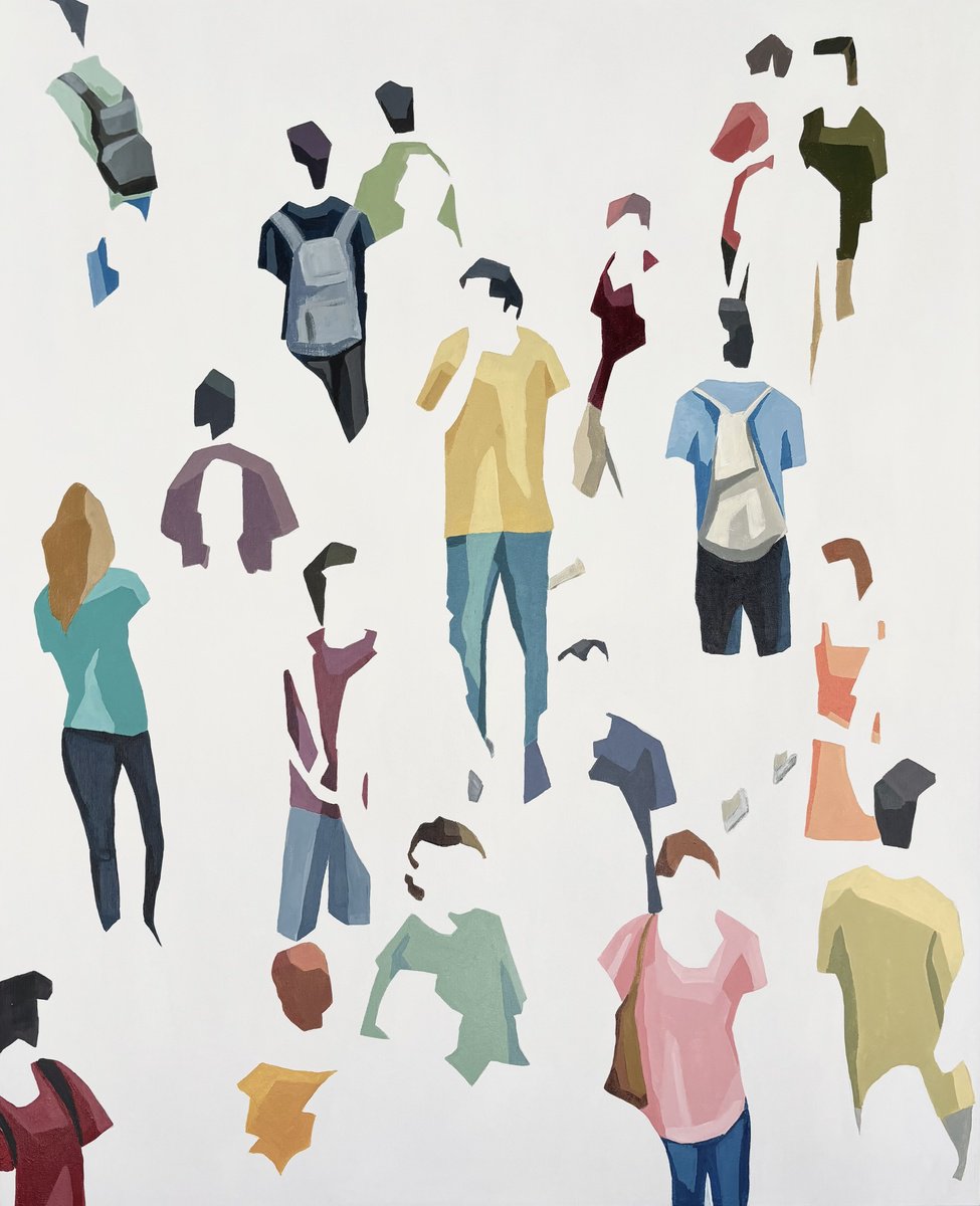 Urban And Pop Portrait Acrylic Painting By Martta Garcia, 32 X 39", Existencia Ausente, Original Artwork