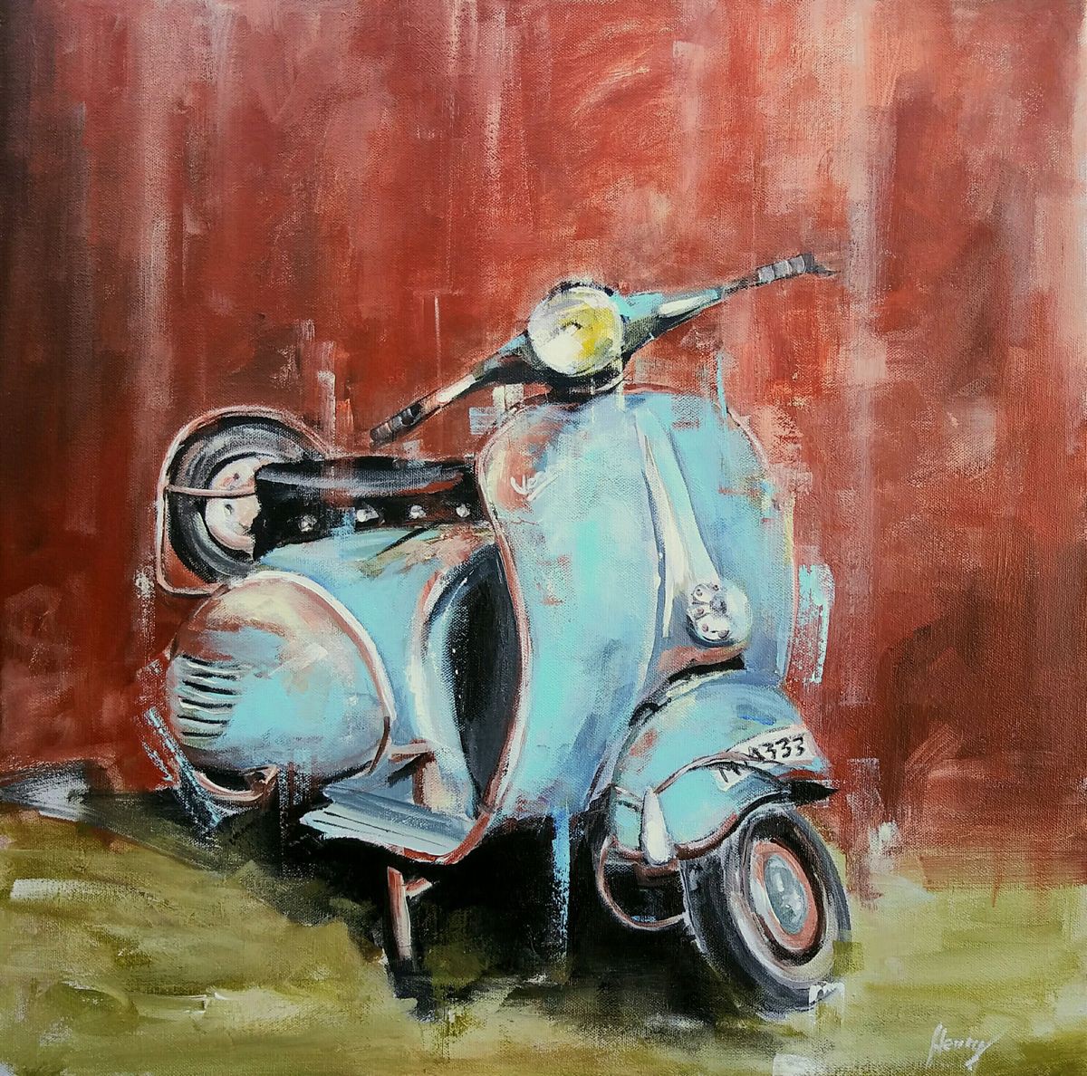 Vespa Special Acrylic On Canvas 50x50cm Artfinder