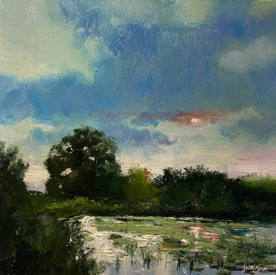 "Pond"original oil painting by Artem Grunyka
