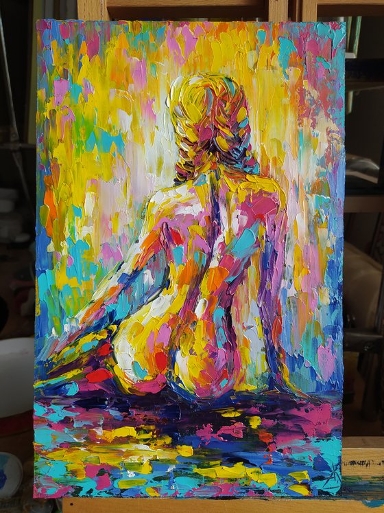 Сalmness - nude, erotic, body, woman, woman body, oil painting, a gift for him, gift for man, nu