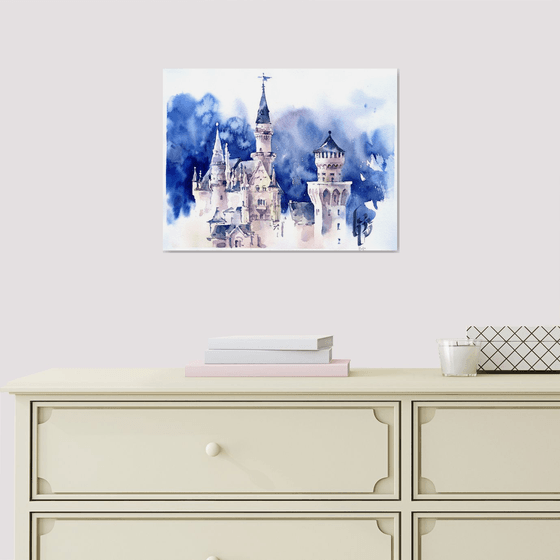 "Neuschwanstein Castle" original watercolor work