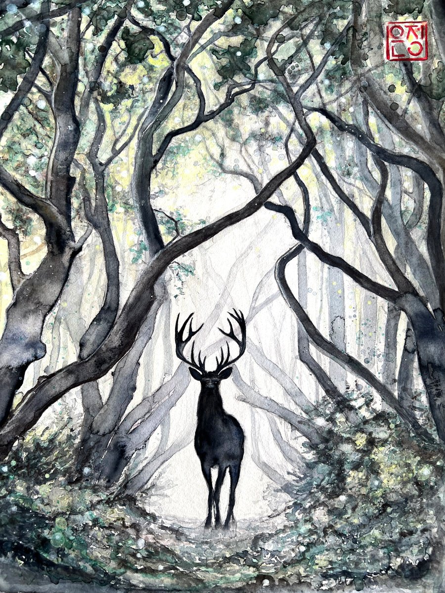 Animal Watercolour By Natali Part, 12 X 16", Spirit Of The Forest / Spring, Original Artwork