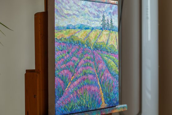 Flower field original oil painting