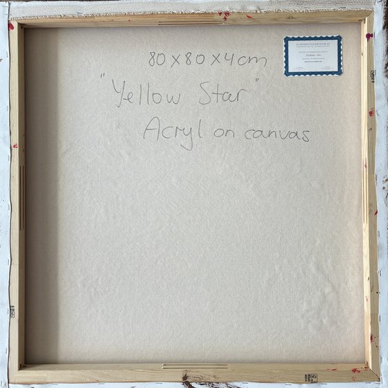 Hand-painted Yellow Star 80x80x4 cm