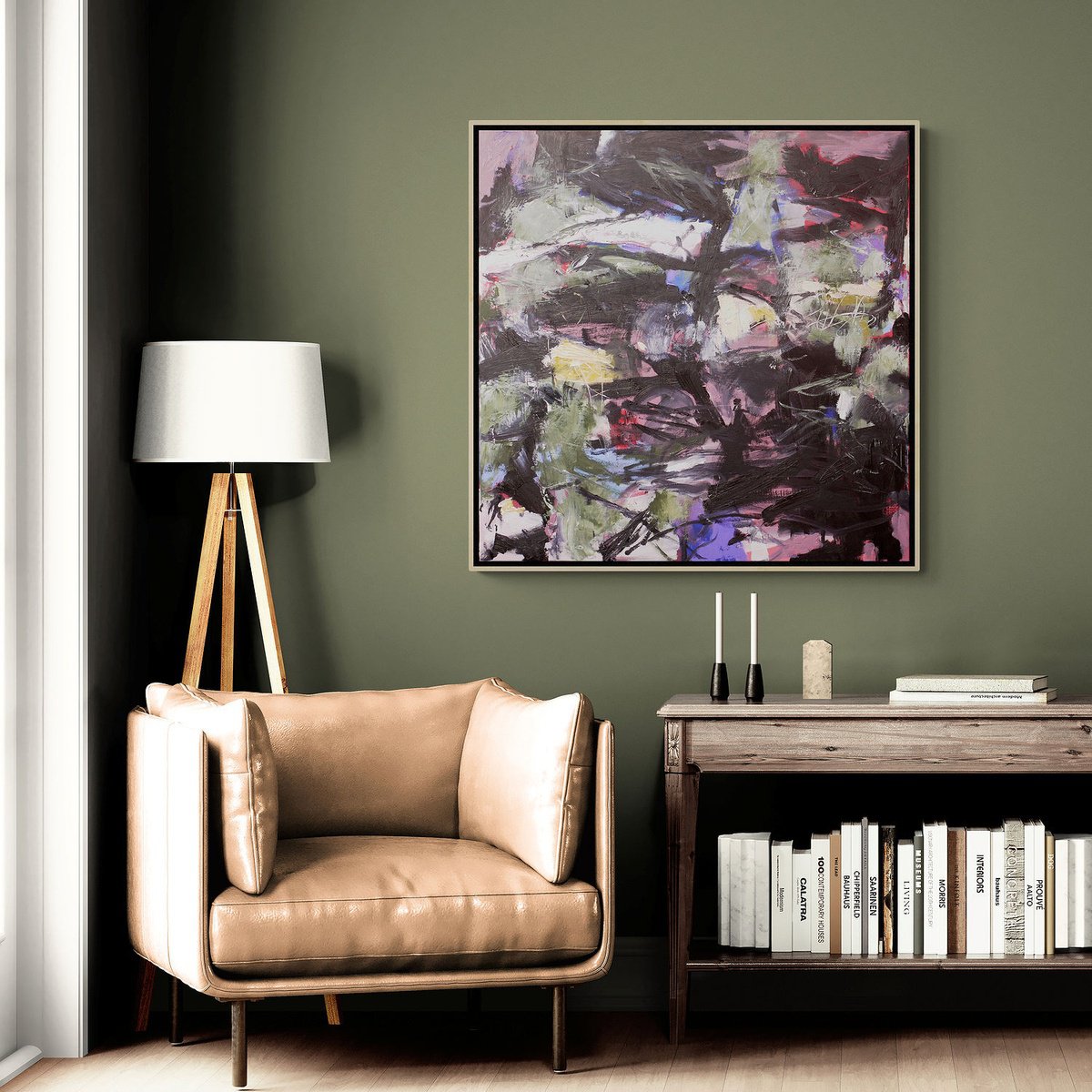 Expressive Abstract Oil Painting By Daniela Schweinsberg, 39 X 39, In The Woods, Original Artwork