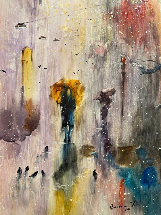 Sold Watercolor “Evening rain” perfect gift