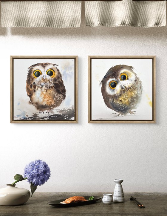 Owls (Diptych)