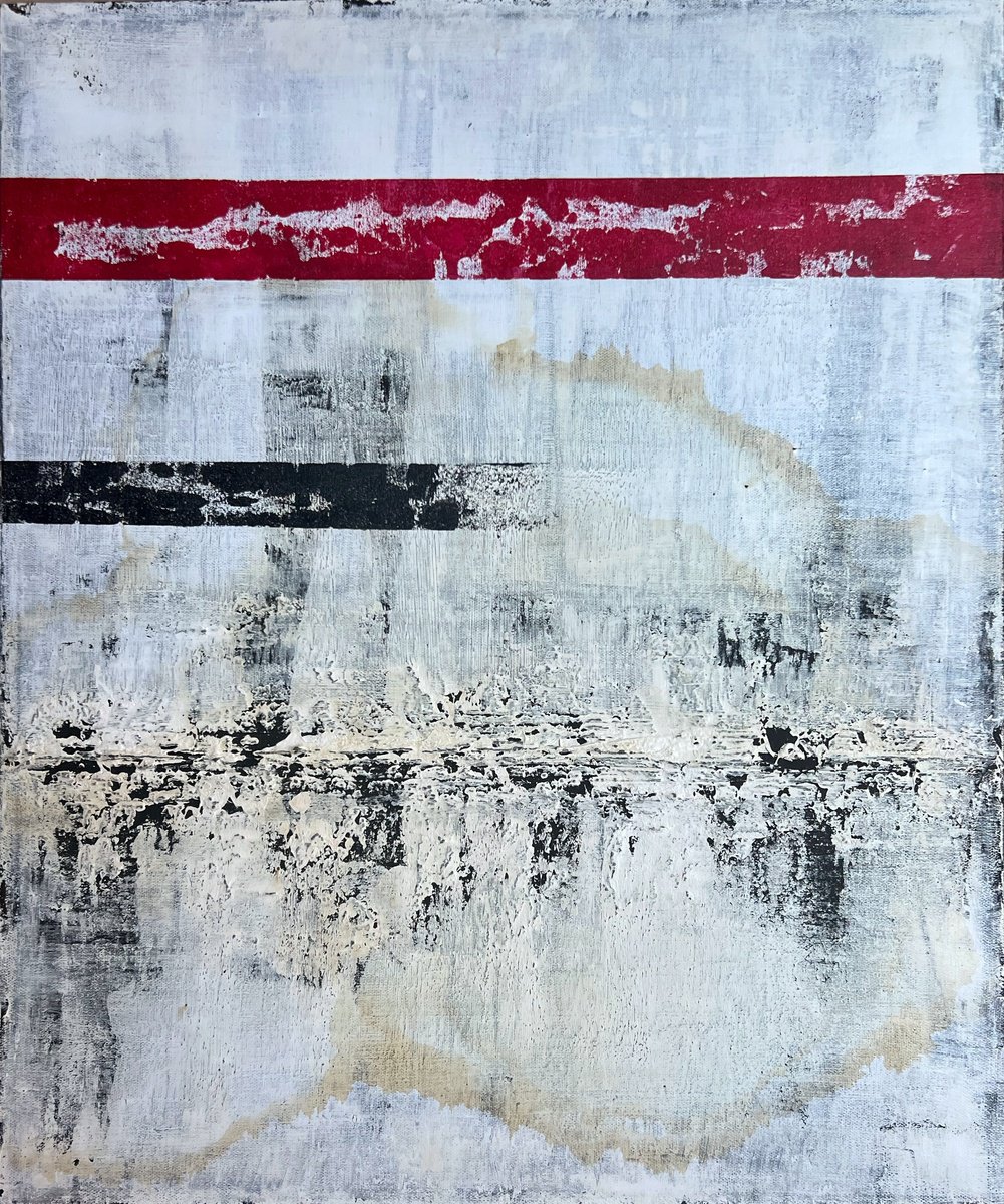 Abstract Painting By Sergio Aranda, 20 X 24", Study In Red And Black, Original Artwork