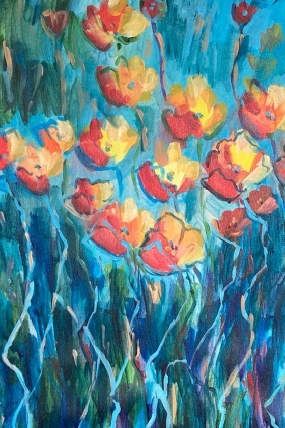 Blooming Garden Poppies