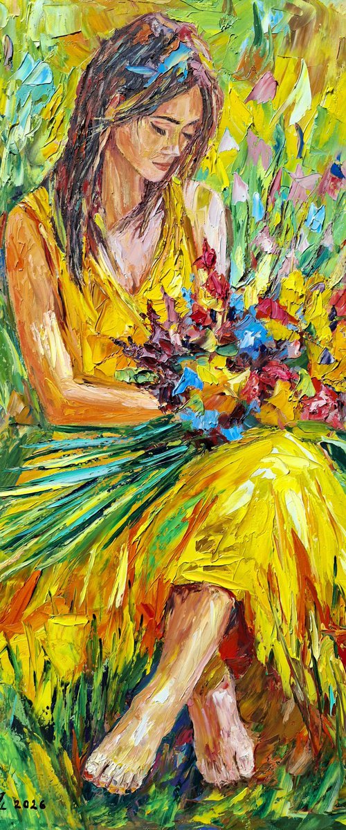 Girl with Wildflowers by Mher Avagyan