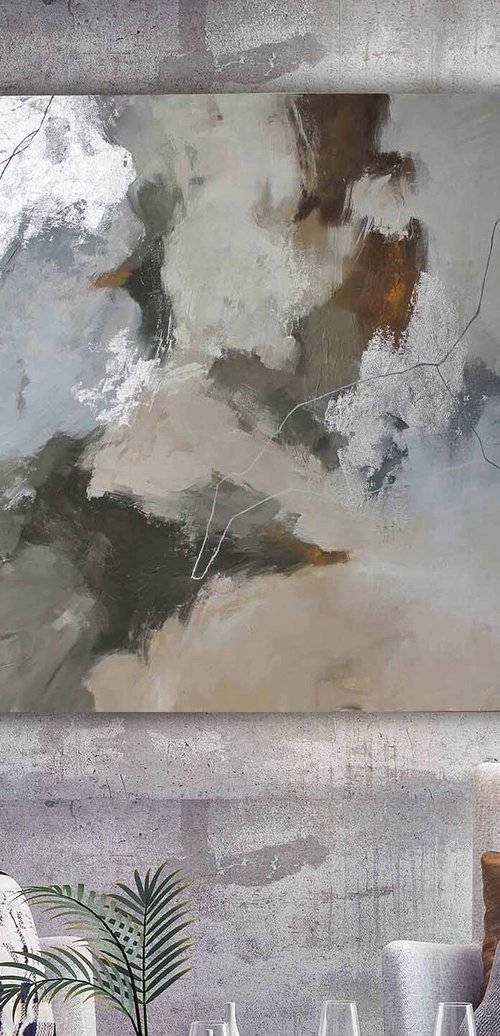 "Balance 2" Gray brown beige abstract art by Yana Sagan
