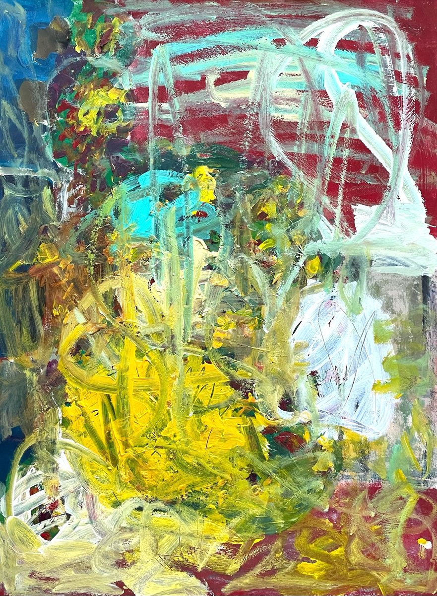 Expressive Abstract Acrylic Painting By Christel Haag, 19 X 25, Time Slips Away 1, Original Artwork