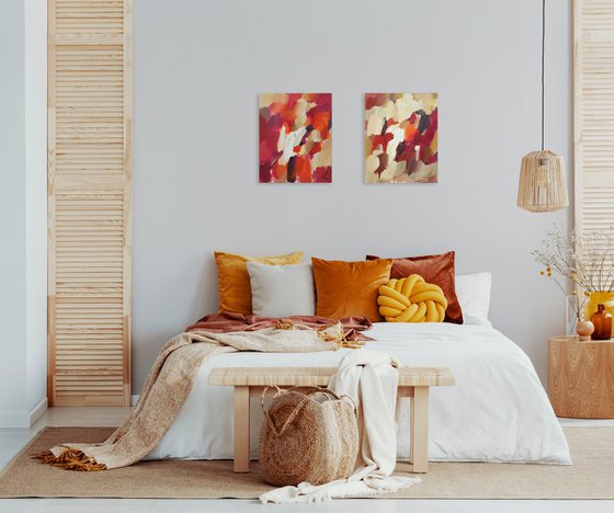 MOMENT1/ Red abstract oil painting