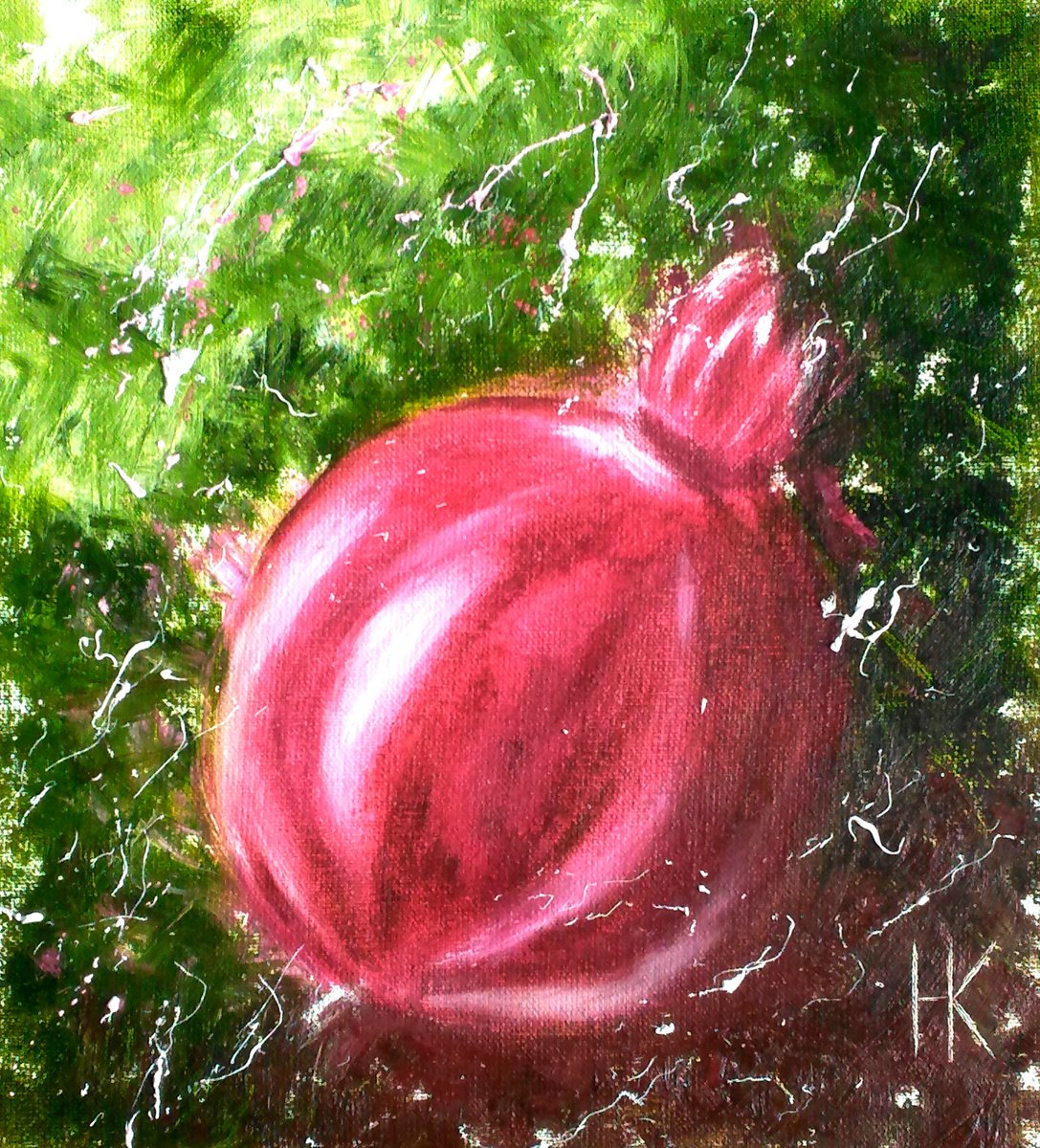 Pomegranate Painting Original Oil Artwork Fruit Still Life Impressionistic Small Home Wall... by Halyna Kirichenko