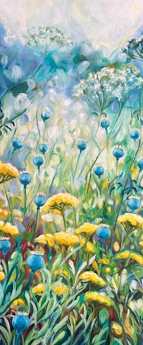 Consciousness- Peaceful meadow painting by Anita Nowinska