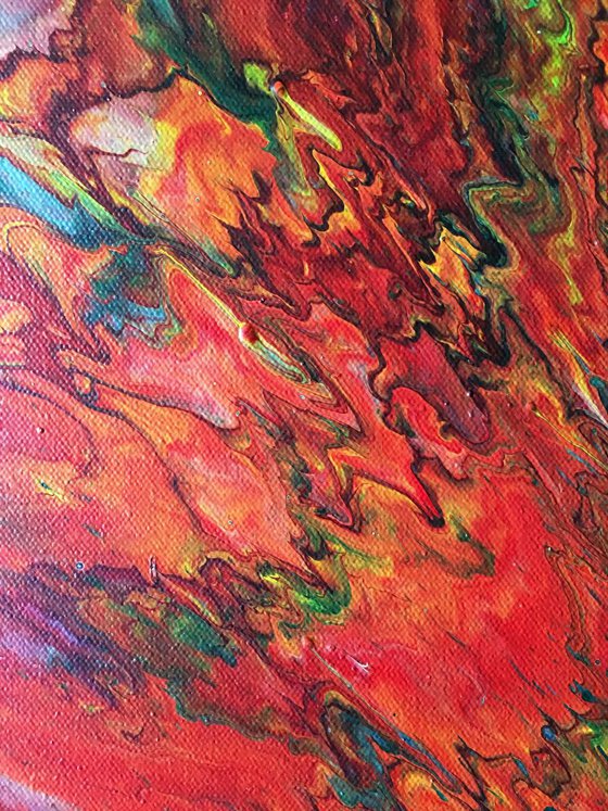 "Up In Flames" - FREE WORLDWIDE SHIPPING - Original Abstract PMS Fluid Acrylic Painting - 24 x 24 inches