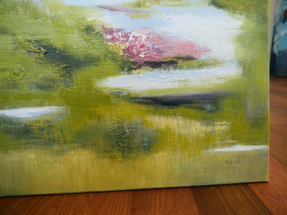 A large impressionistic landscape painting  " Summertime"
