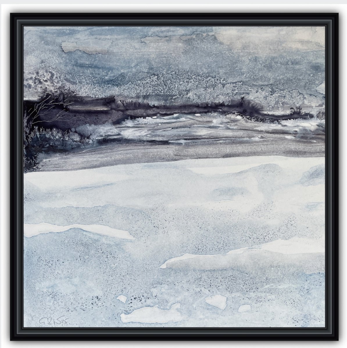 Abstract Landscape Watercolour By Gesa Reuter, 12 X 12, Another Winter Story, Original Artwork