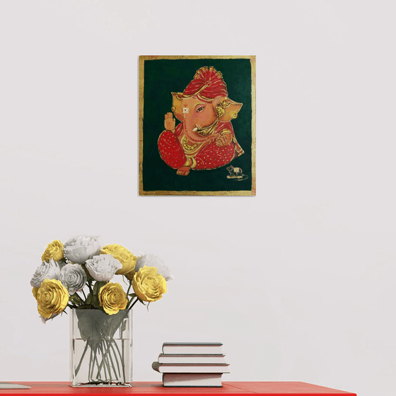 Baby Ganesha with a red turban
