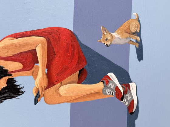 Dog Waiting While You Scroll - Painting