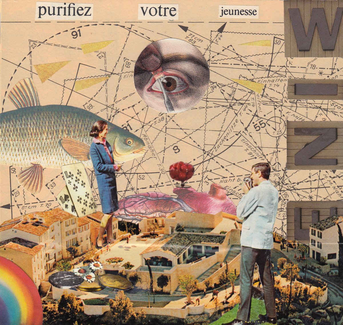 Portrait Collage By Jon Garbet, 8 X 8, Lovers Playground, Original Artwork