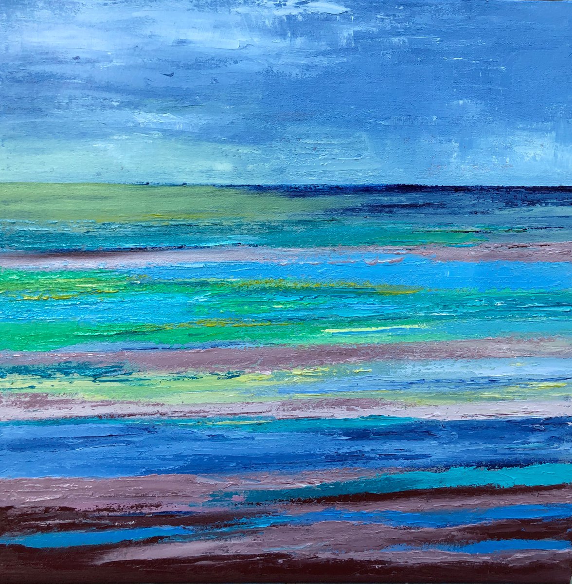 Low Tide At Seasalter By Ann Palmer, 18 X 18, Artwork For Sale On Artfinder