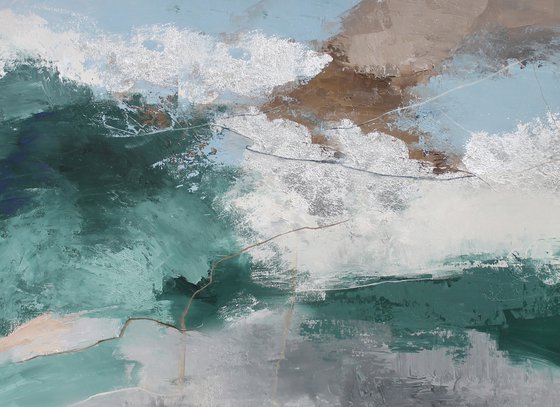 "Greenland 2" Green blue abstract acrylic art