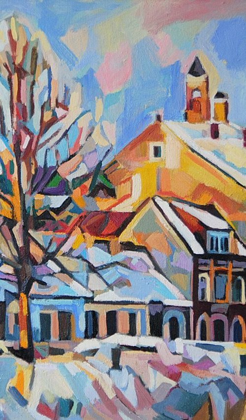 Winter  scene / 70 x 50 x 2 cm by Maja Đokić Mihajlović