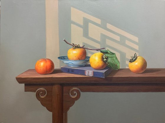 Still life:persimmons on the wooden table c114