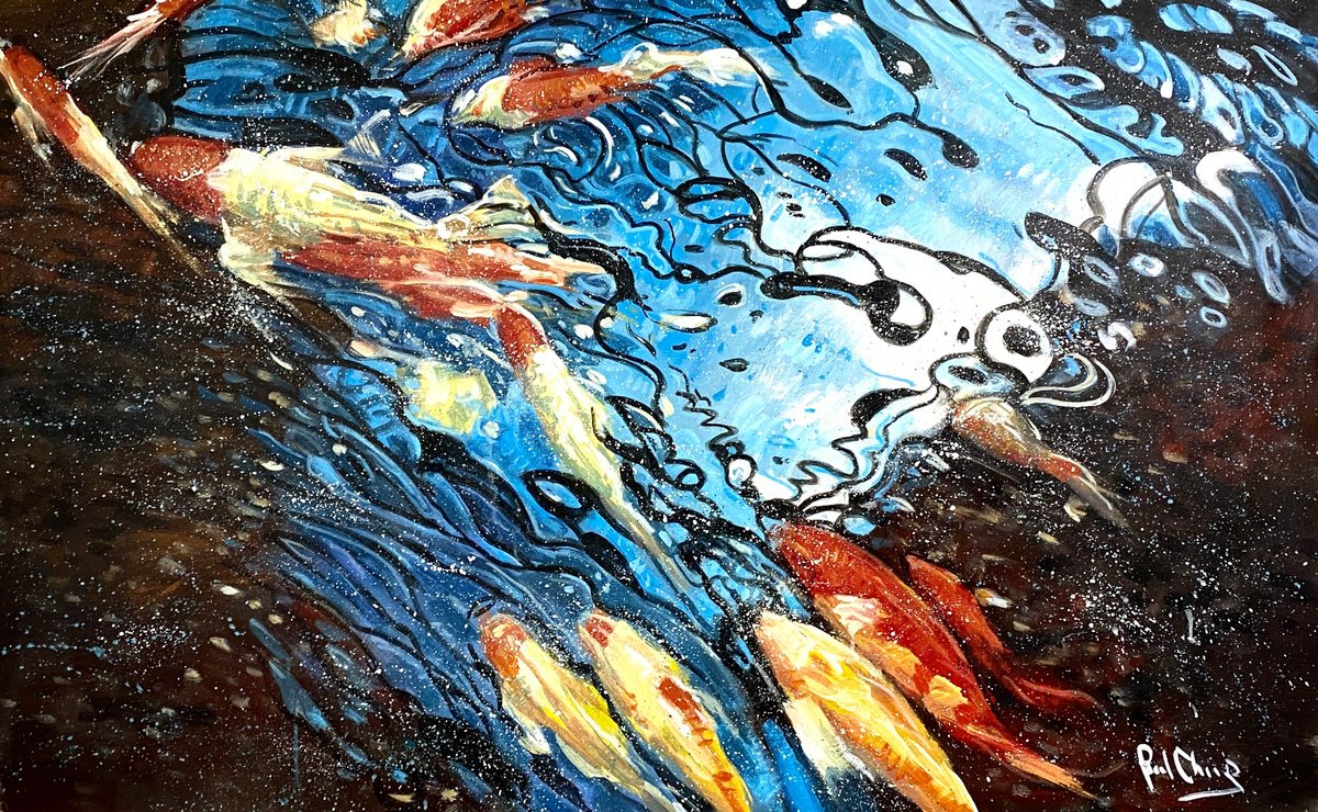 Impressionistic Animal Acrylic Painting By Paul Cheng, 59 X 36", Realm Of Vitality, Original Artwork