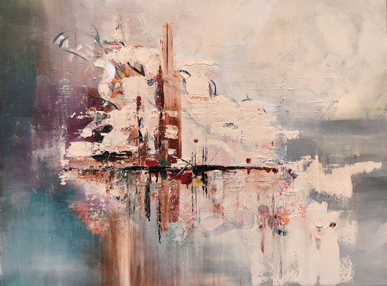 FREE SHIPPING.     "Izmir" ,  Abstract Acrylic Painting - 24x32 inches
