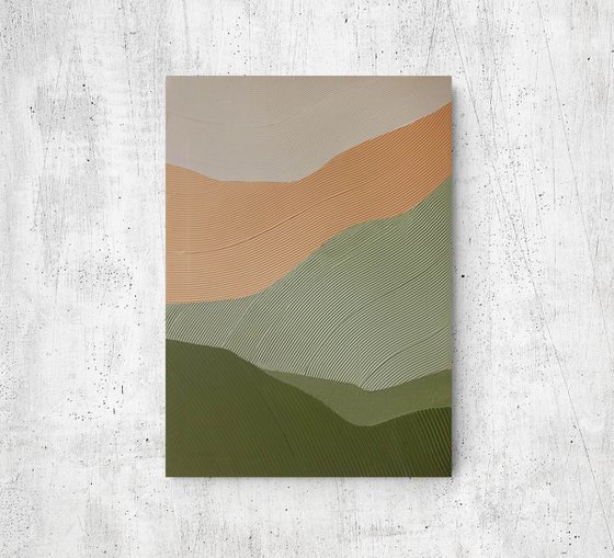 "Field 2" Abstract green orange textured art