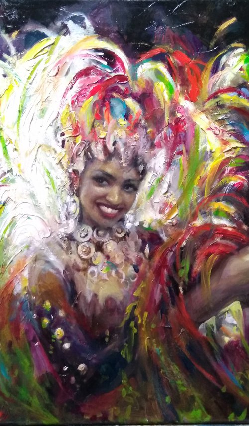 Carnival- Impasto Oil Painting by HELINDA (Olga Müller)