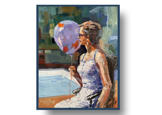 Woman with air balloon.