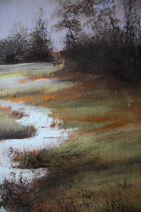 The East Marshland III (Sunset, River, Landscape Oil Painting).