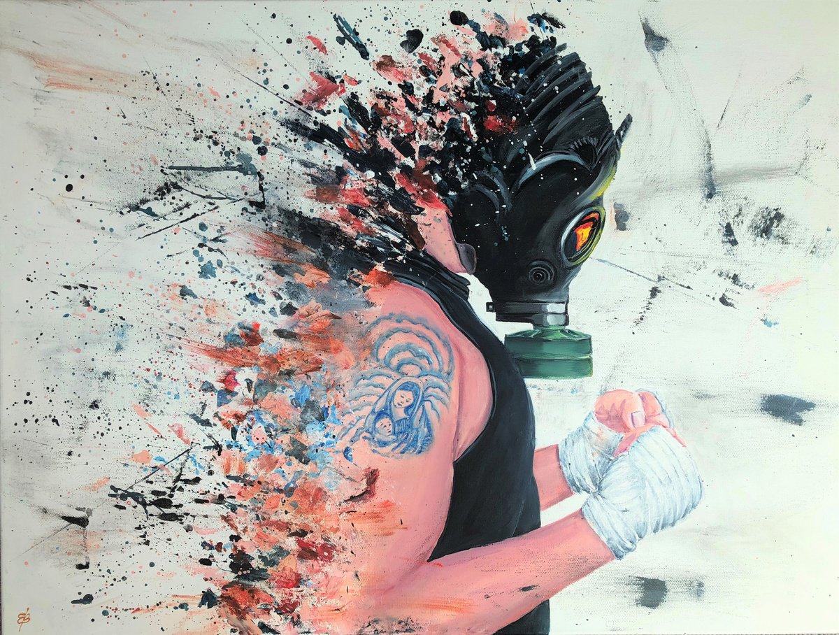 Impressionistic Portrait Acrylic Painting By Lena Smirnova, 31 X 24", Blow, Original Artwork