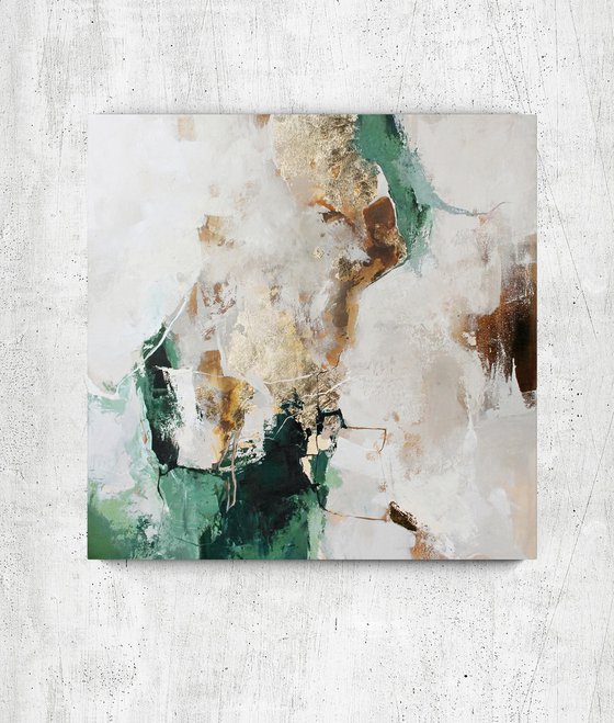 "Green Sobriety 2" Green gold abstract art
