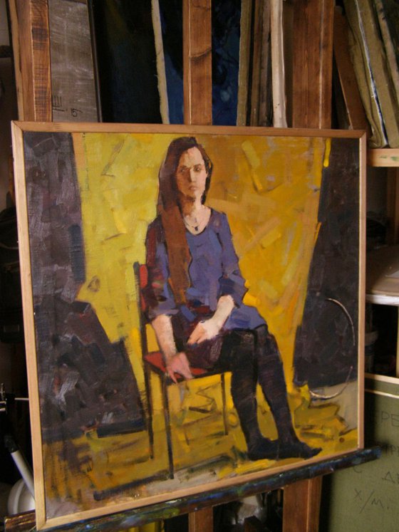 Sitting figure.  2014. oil on canvas. 90x90cm.