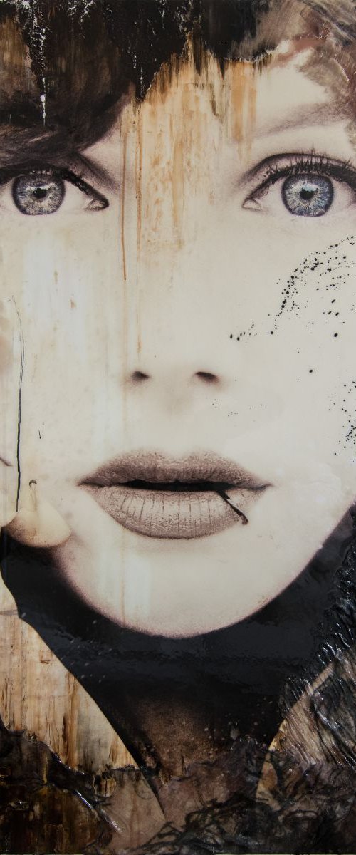 "Nikki II" (140x93x5cm) XL portrait artwork on wood, edition 2/5 (abstract, portrait, original, epoxy, painting) by Rouzbeh Tahmassian