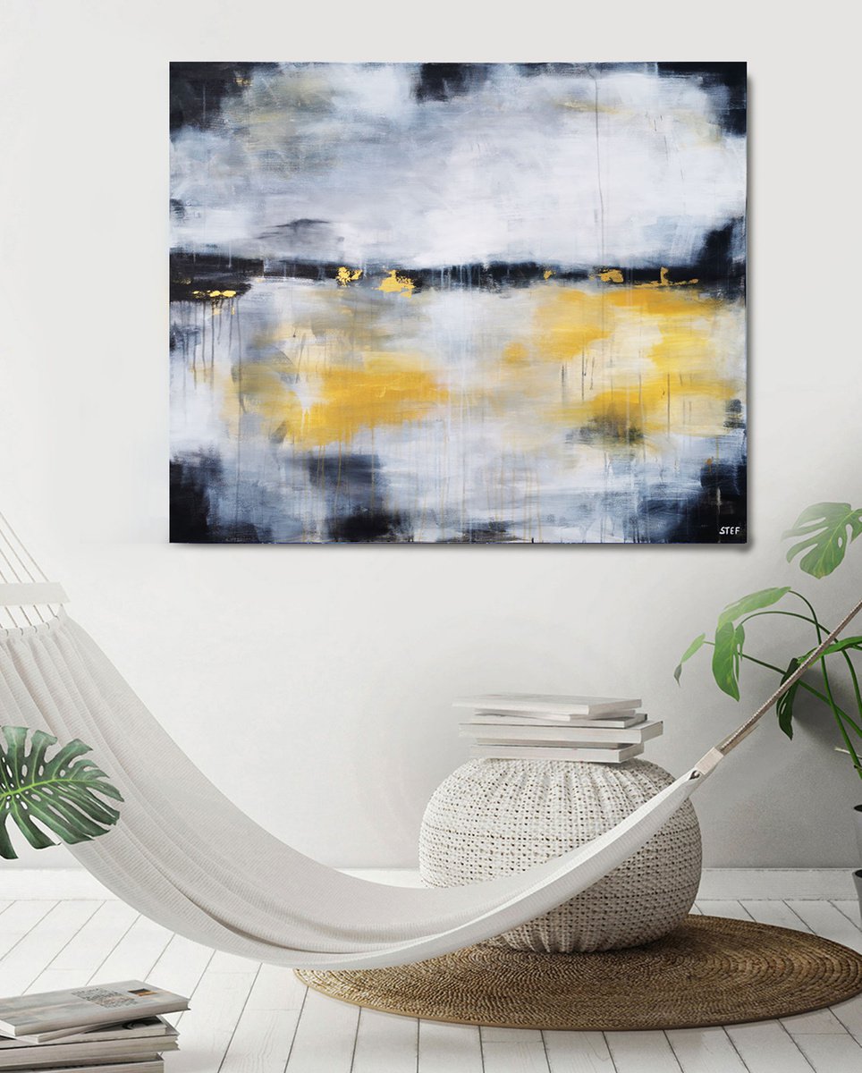 Expressive Landscape Acrylic Painting By Stefanie Rogge, 47 X 39", 