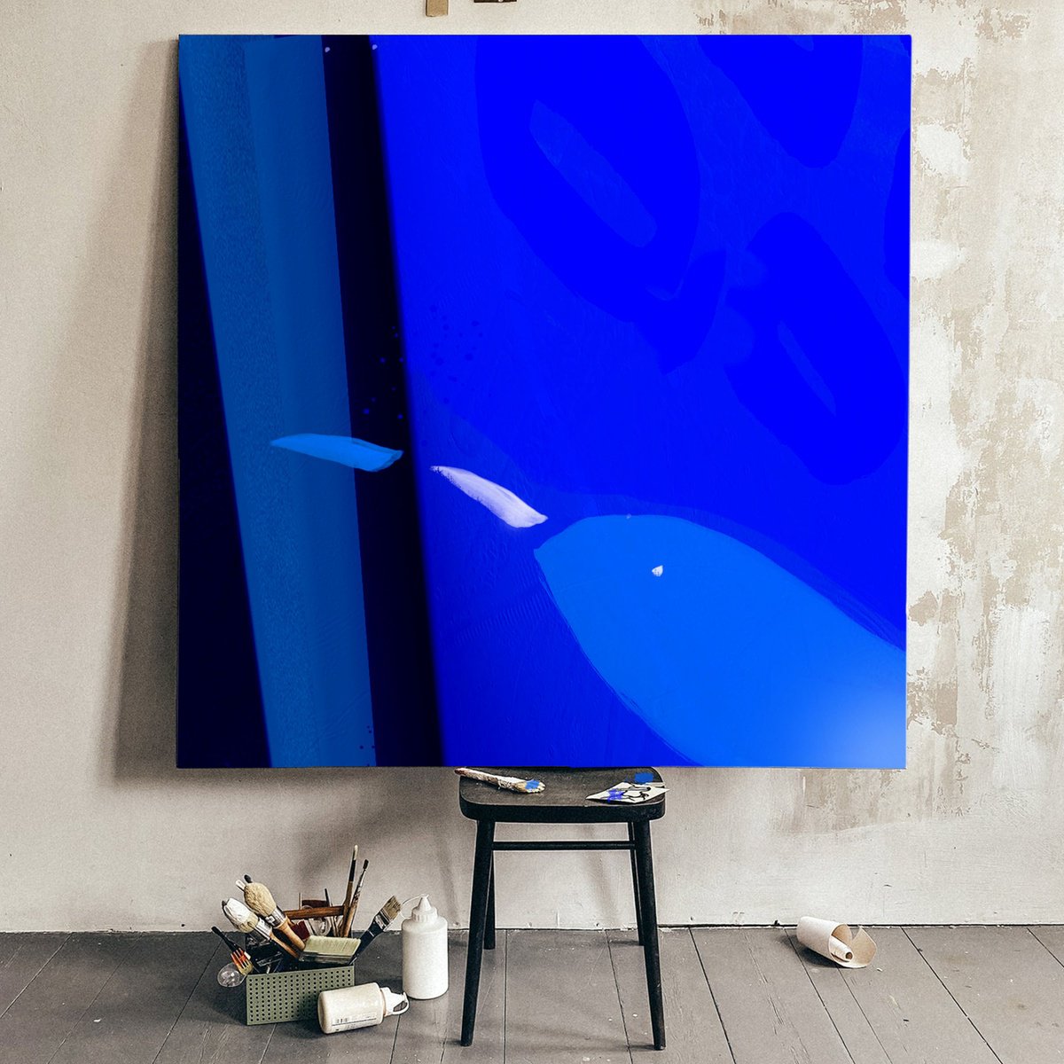 Organic Abstract Acrylic Painting By Adriano Ribeiro, 59 X 59, Deep Sea Nine, Original Artwork